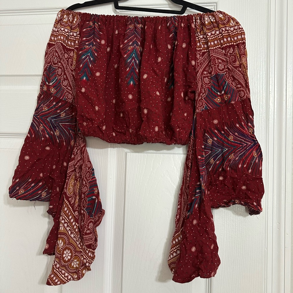 Bohemian Off-Shoulder Top - Red